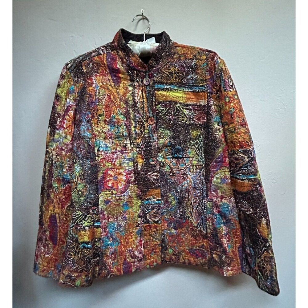 Women's Reversible  Jacket Art to Wear Textured Geo Paint Splatter One of a Kind